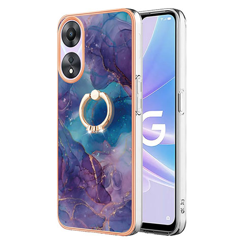 Custodia Silicone Gel Morbida Fantasia Modello Cover con Anello Supporto YB1 per Oppo A58 5G Viola