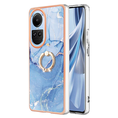 Custodia Silicone Gel Morbida Fantasia Modello Cover con Anello Supporto YB1 per Oppo Reno10 5G Blu