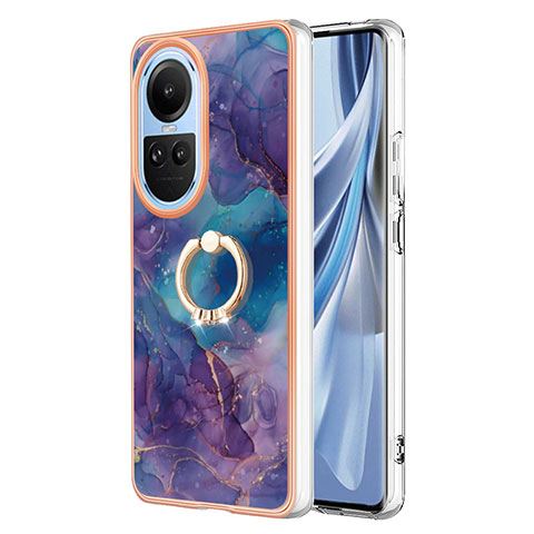 Custodia Silicone Gel Morbida Fantasia Modello Cover con Anello Supporto YB1 per Oppo Reno10 Pro 5G Viola