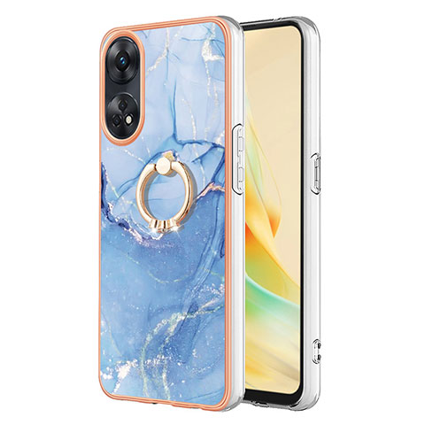 Custodia Silicone Gel Morbida Fantasia Modello Cover con Anello Supporto YB1 per Oppo Reno8 T 4G Blu