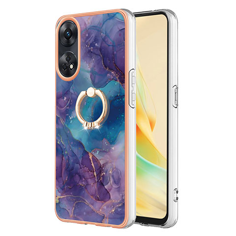 Custodia Silicone Gel Morbida Fantasia Modello Cover con Anello Supporto YB1 per Oppo Reno8 T 4G Viola