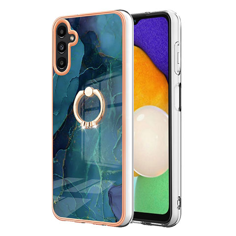 Custodia Silicone Gel Morbida Fantasia Modello Cover con Anello Supporto YB1 per Samsung Galaxy A54 5G Verde