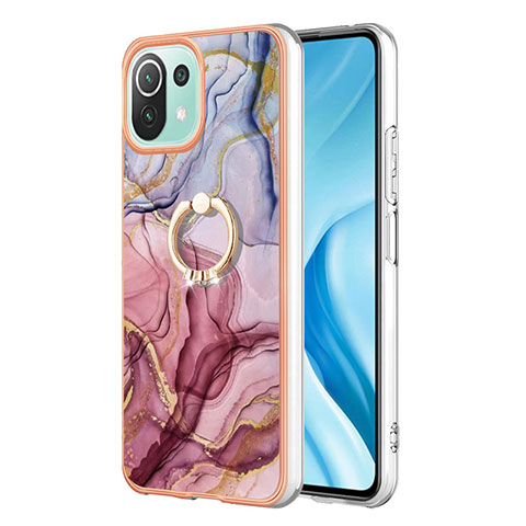 Custodia Silicone Gel Morbida Fantasia Modello Cover con Anello Supporto YB1 per Xiaomi Mi 11 Lite 4G Multicolore