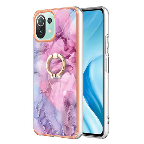 Custodia Silicone Gel Morbida Fantasia Modello Cover con Anello Supporto YB1 per Xiaomi Mi 11 Lite 5G Lavanda