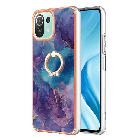 Custodia Silicone Gel Morbida Fantasia Modello Cover con Anello Supporto YB1 per Xiaomi Mi 11 Lite 5G NE Viola