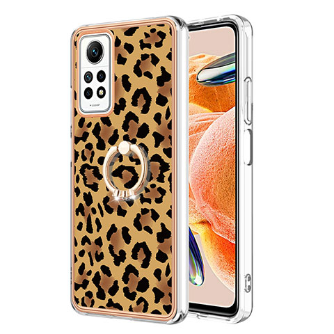 Custodia Silicone Gel Morbida Fantasia Modello Cover con Anello Supporto YB1 per Xiaomi Redmi Note 11 Pro 4G Marrone