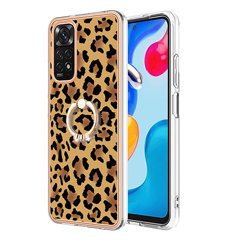 Custodia Silicone Gel Morbida Fantasia Modello Cover con Anello Supporto YB1 per Xiaomi Redmi Note 11S 4G Marrone