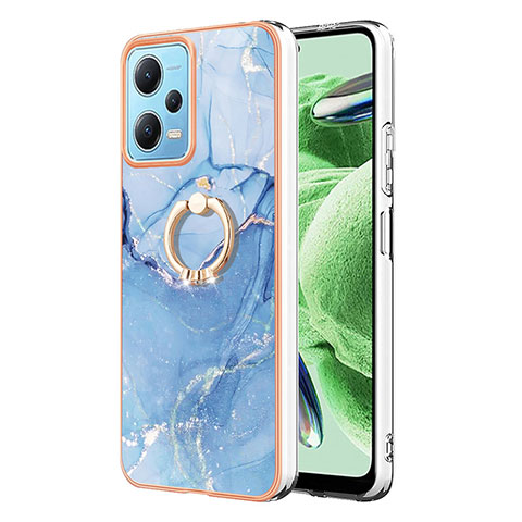 Custodia Silicone Gel Morbida Fantasia Modello Cover con Anello Supporto YB1 per Xiaomi Redmi Note 12 5G Blu