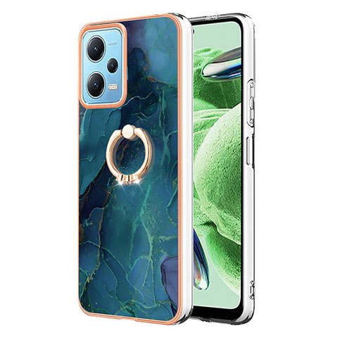 Custodia Silicone Gel Morbida Fantasia Modello Cover con Anello Supporto YB1 per Xiaomi Redmi Note 12 5G Verde