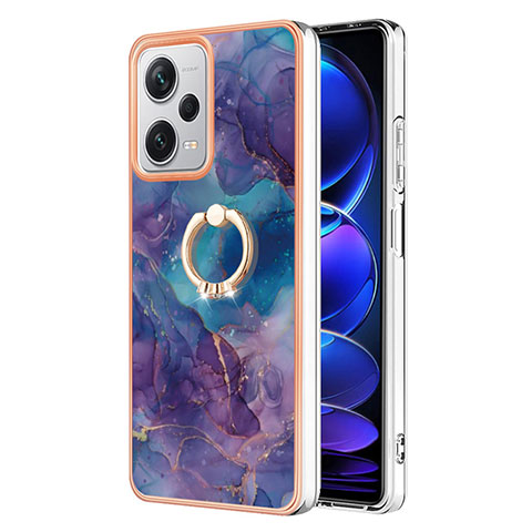 Custodia Silicone Gel Morbida Fantasia Modello Cover con Anello Supporto YB1 per Xiaomi Redmi Note 12 Explorer Viola