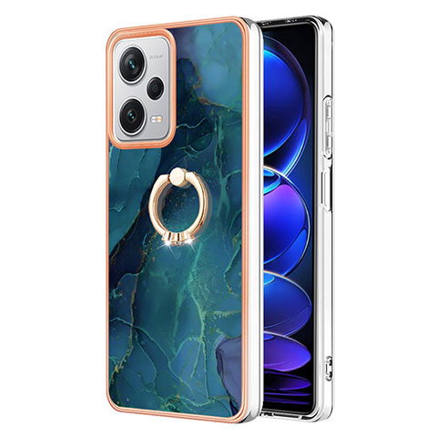 Custodia Silicone Gel Morbida Fantasia Modello Cover con Anello Supporto YB1 per Xiaomi Redmi Note 12 Pro+ Plus 5G Verde