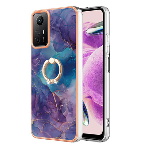 Custodia Silicone Gel Morbida Fantasia Modello Cover con Anello Supporto YB1 per Xiaomi Redmi Note 12S Viola