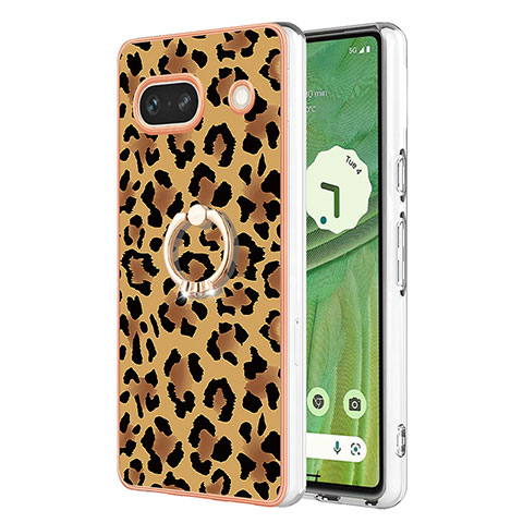 Custodia Silicone Gel Morbida Fantasia Modello Cover con Anello Supporto YB2 per Google Pixel 7a 5G Marrone