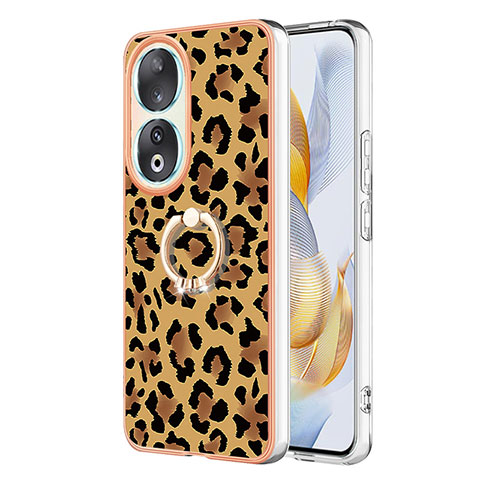 Custodia Silicone Gel Morbida Fantasia Modello Cover con Anello Supporto YB2 per Huawei Honor 90 5G Marrone