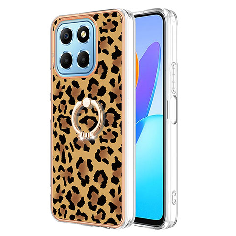 Custodia Silicone Gel Morbida Fantasia Modello Cover con Anello Supporto YB2 per Huawei Honor X8 5G Marrone