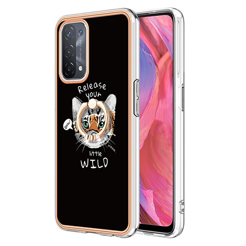 Custodia Silicone Gel Morbida Fantasia Modello Cover con Anello Supporto YB2 per Oppo A74 5G Multicolore