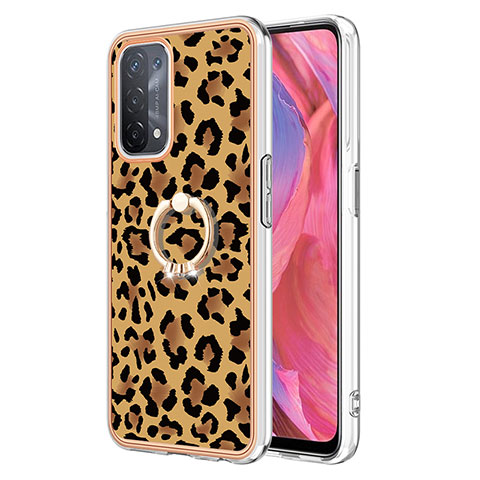 Custodia Silicone Gel Morbida Fantasia Modello Cover con Anello Supporto YB2 per Oppo A93 5G Marrone