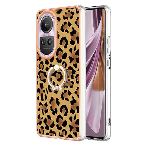 Custodia Silicone Gel Morbida Fantasia Modello Cover con Anello Supporto YB2 per Oppo Reno10 Pro 5G Marrone