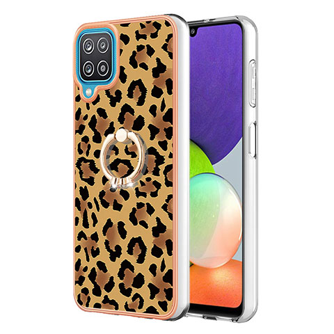 Custodia Silicone Gel Morbida Fantasia Modello Cover con Anello Supporto YB2 per Samsung Galaxy A12 5G Marrone