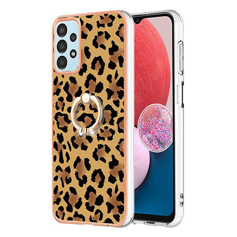 Custodia Silicone Gel Morbida Fantasia Modello Cover con Anello Supporto YB2 per Samsung Galaxy A13 4G Marrone