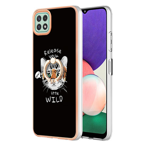 Custodia Silicone Gel Morbida Fantasia Modello Cover con Anello Supporto YB2 per Samsung Galaxy A22s 5G Multicolore