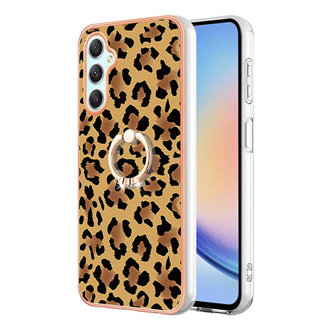 Custodia Silicone Gel Morbida Fantasia Modello Cover con Anello Supporto YB2 per Samsung Galaxy A25 5G Marrone