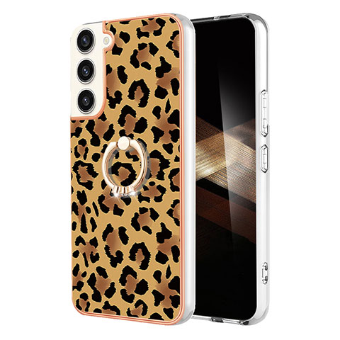 Custodia Silicone Gel Morbida Fantasia Modello Cover con Anello Supporto YB2 per Samsung Galaxy S24 5G Marrone