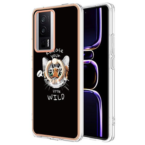 Custodia Silicone Gel Morbida Fantasia Modello Cover con Anello Supporto YB2 per Xiaomi Redmi K60 5G Multicolore