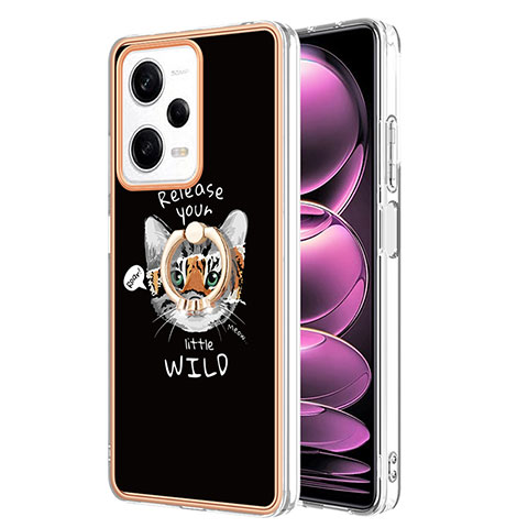 Custodia Silicone Gel Morbida Fantasia Modello Cover con Anello Supporto YB2 per Xiaomi Redmi Note 12 Pro 5G Multicolore