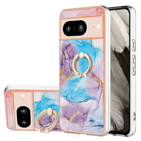 Custodia Silicone Gel Morbida Fantasia Modello Cover con Anello Supporto YB3 per Google Pixel 8 5G Blu