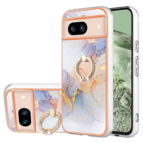 Custodia Silicone Gel Morbida Fantasia Modello Cover con Anello Supporto YB3 per Google Pixel 8a 5G Lavanda