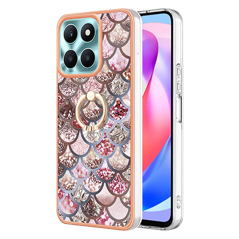 Custodia Silicone Gel Morbida Fantasia Modello Cover con Anello Supporto YB3 per Huawei Honor X6a Marrone