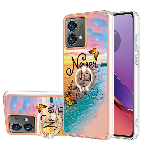 Custodia Silicone Gel Morbida Fantasia Modello Cover con Anello Supporto YB3 per Motorola Moto G84 5G Multicolore