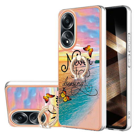 Custodia Silicone Gel Morbida Fantasia Modello Cover con Anello Supporto YB3 per Oppo A18 Multicolore