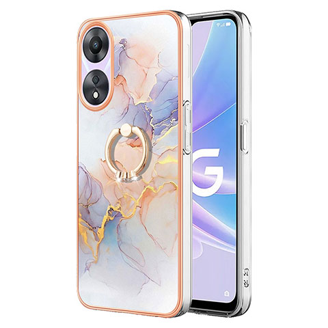 Custodia Silicone Gel Morbida Fantasia Modello Cover con Anello Supporto YB3 per Oppo A58 5G Lavanda