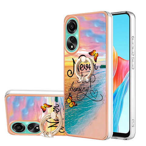 Custodia Silicone Gel Morbida Fantasia Modello Cover con Anello Supporto YB3 per Oppo A78 4G Multicolore