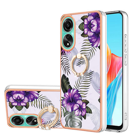 Custodia Silicone Gel Morbida Fantasia Modello Cover con Anello Supporto YB3 per Oppo A78 4G Viola