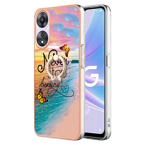 Custodia Silicone Gel Morbida Fantasia Modello Cover con Anello Supporto YB3 per Oppo A78 5G Multicolore