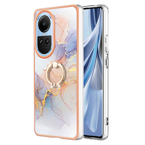 Custodia Silicone Gel Morbida Fantasia Modello Cover con Anello Supporto YB3 per Oppo Reno10 Pro 5G Lavanda