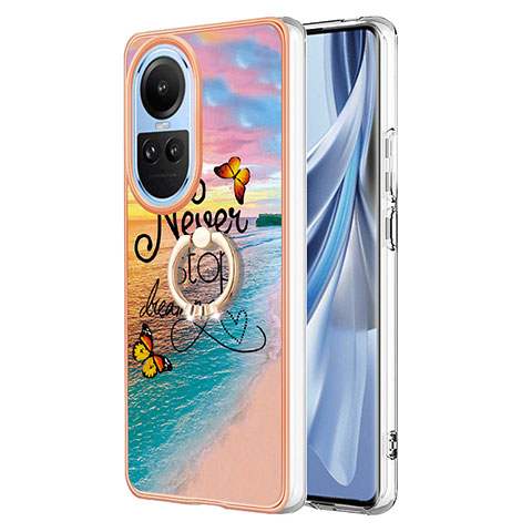 Custodia Silicone Gel Morbida Fantasia Modello Cover con Anello Supporto YB3 per Oppo Reno10 Pro 5G Multicolore