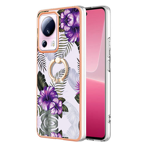 Custodia Silicone Gel Morbida Fantasia Modello Cover con Anello Supporto YB3 per Xiaomi Mi 13 Lite 5G Viola