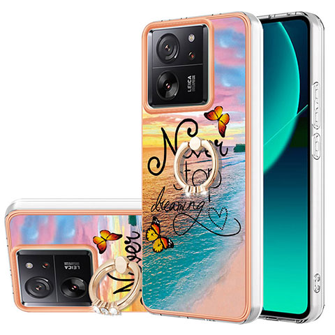 Custodia Silicone Gel Morbida Fantasia Modello Cover con Anello Supporto YB3 per Xiaomi Mi 13T Pro 5G Multicolore