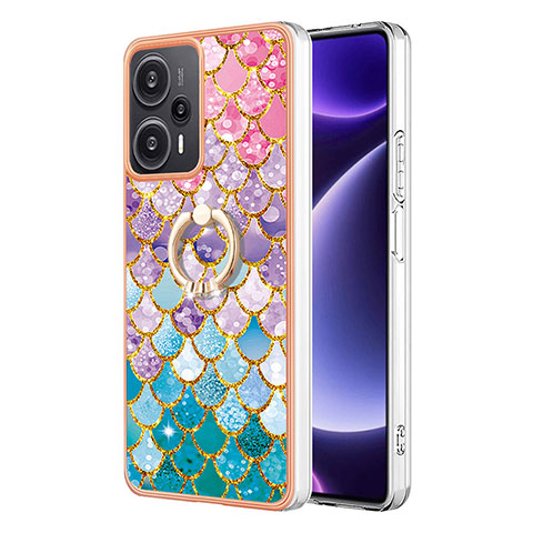 Custodia Silicone Gel Morbida Fantasia Modello Cover con Anello Supporto YB3 per Xiaomi Poco F5 5G Colorato