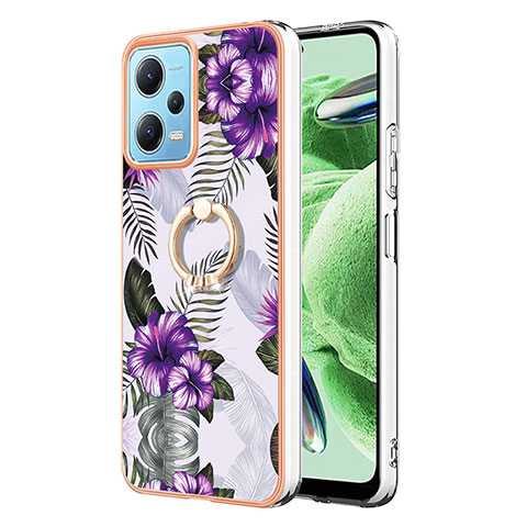 Custodia Silicone Gel Morbida Fantasia Modello Cover con Anello Supporto YB3 per Xiaomi Poco X5 5G Viola