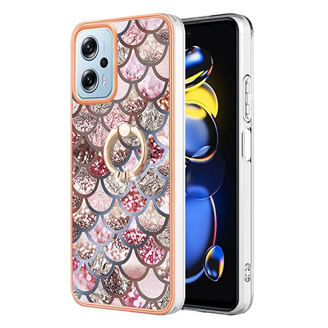 Custodia Silicone Gel Morbida Fantasia Modello Cover con Anello Supporto YB3 per Xiaomi Redmi K50i 5G Marrone