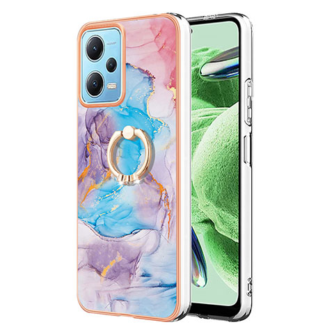 Custodia Silicone Gel Morbida Fantasia Modello Cover con Anello Supporto YB3 per Xiaomi Redmi Note 12 5G Blu