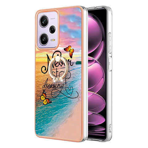 Custodia Silicone Gel Morbida Fantasia Modello Cover con Anello Supporto YB3 per Xiaomi Redmi Note 12 Pro 5G Multicolore