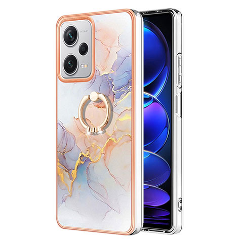 Custodia Silicone Gel Morbida Fantasia Modello Cover con Anello Supporto YB3 per Xiaomi Redmi Note 12 Pro+ Plus 5G Lavanda