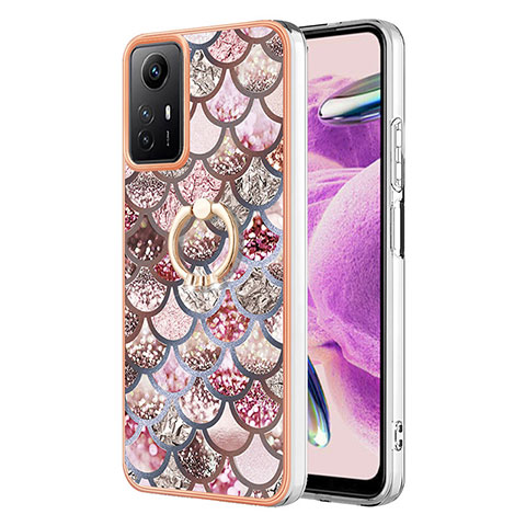 Custodia Silicone Gel Morbida Fantasia Modello Cover con Anello Supporto YB3 per Xiaomi Redmi Note 12S Marrone