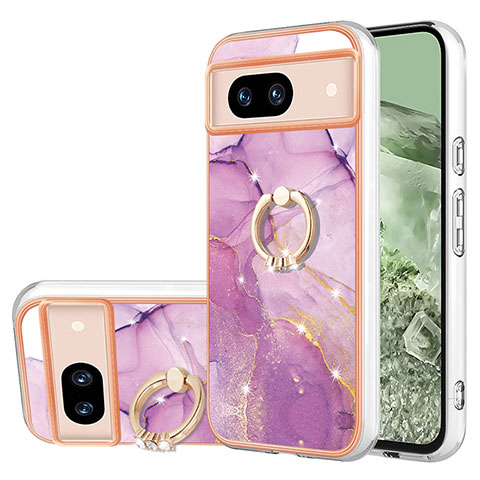 Custodia Silicone Gel Morbida Fantasia Modello Cover con Anello Supporto YB5 per Google Pixel 8a 5G Lavanda